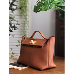 Replica Hermes Brown Kelly 2424 29 Gold Hardware Bag