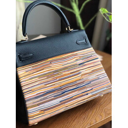 Replica Hermes Black Multicolor Print Kelly 25 Bag