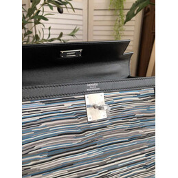 Replica Hermes Black Multicolor Print Kelly 28 Bag