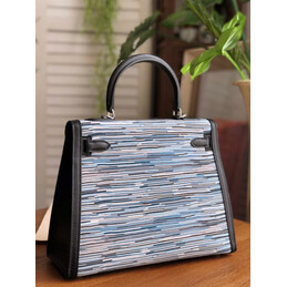 Replica Hermes Black Multicolor Print Kelly 28 Bag