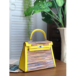 Replica Hermes Yellow Multicolor Print Kelly 25 Bag