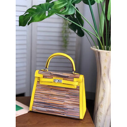 Replica Hermes Yellow Multicolor Print Kelly 25 Bag