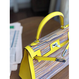 Replica Hermes Yellow Multicolor Print Kelly 25 Bag