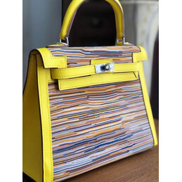 Replica Hermes Yellow Multicolor Print Kelly 25 Bag
