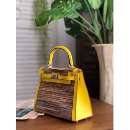 Replica Hermes Yellow Multicolor Print Kelly 25 Bag