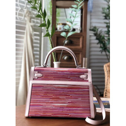Replica Hermes Pink Multicolor Print Kelly 32 Palladium Hardware Bag