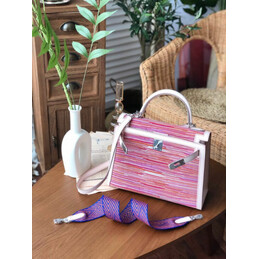 Replica Hermes Pink Multicolor Print Kelly 32 Palladium Hardware Bag