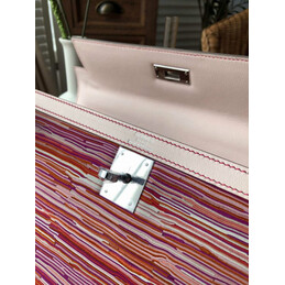 Replica Hermes Pink Multicolor Print Kelly 32 Palladium Hardware Bag