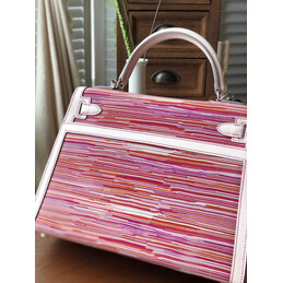 Replica Hermes Pink Multicolor Print Kelly 32 Palladium Hardware Bag