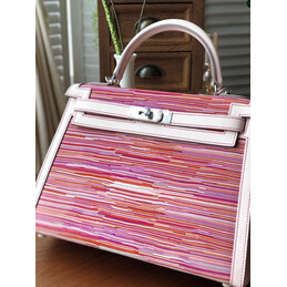 Replica Hermes Pink Multicolor Print Kelly 32 Palladium Hardware Bag
