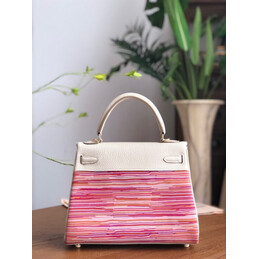 Replica Hermes White Pink Print Kelly 25 Bag