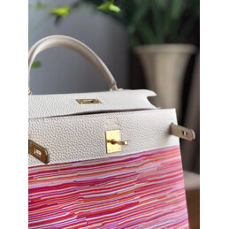 Replica Hermes White Pink Print Kelly 25 Bag