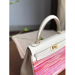 Replica Hermes White Pink Print Kelly 25 Bag