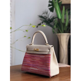 Replica Hermes White Pink Print Kelly 25 Bag