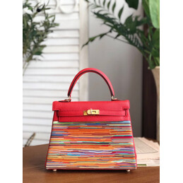 Replica Hermes Red Multicolor Print Kelly 25 Bag