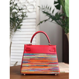 Replica Hermes Red Multicolor Print Kelly 25 Bag