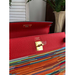 Replica Hermes Red Multicolor Print Kelly 25 Bag