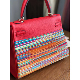 Replica Hermes Red Multicolor Print Kelly 25 Bag