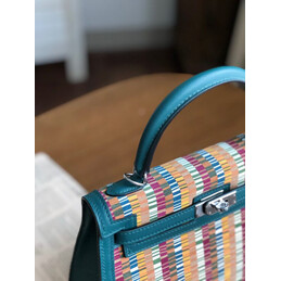 Replica Hermes Blue Orange Print Kelly 25 Bag