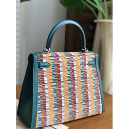 Replica Hermes Blue Orange Print Kelly 25 Bag
