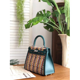 Replica Hermes Blue Orange Print Kelly 25 Bag