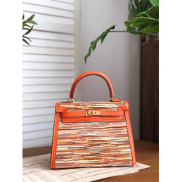 Replica Hermes Orange Multicolor Print Kelly 25 Bag