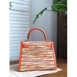 Replica Hermes Orange Multicolor Print Kelly 25 Bag