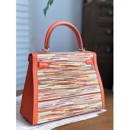 Replica Hermes Orange Multicolor Print Kelly 25 Bag