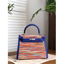 Replica Hermes Blue Multicolor Print Kelly 25 Bag