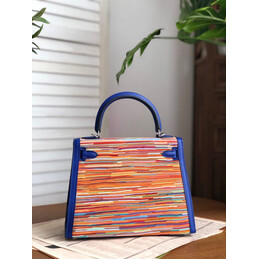 Replica Hermes Blue Multicolor Print Kelly 25 Bag
