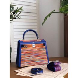 Replica Hermes Blue Multicolor Print Kelly 25 Bag