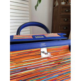 Replica Hermes Blue Multicolor Print Kelly 25 Bag