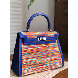 Replica Hermes Blue Multicolor Print Kelly 25 Bag