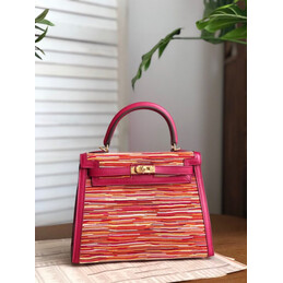 Replica Hermes Red Multicolor Print Kelly 25 Bag - Style 2