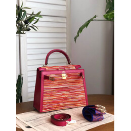 Replica Hermes Red Multicolor Print Kelly 25 Bag - Style 2