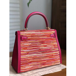 Replica Hermes Red Multicolor Print Kelly 25 Bag - Style 2