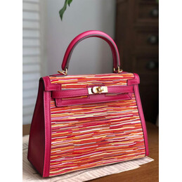 Replica Hermes Red Multicolor Print Kelly 25 Bag - Style 2