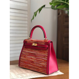 Replica Hermes Red Multicolor Print Kelly 25 Bag - Style 2