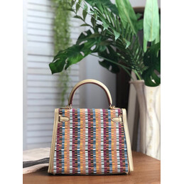 Replica Hermes White Multicolor Print Kelly 25 Bag