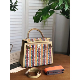 Replica Hermes White Multicolor Print Kelly 25 Bag