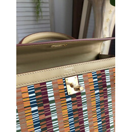 Replica Hermes White Multicolor Print Kelly 25 Bag