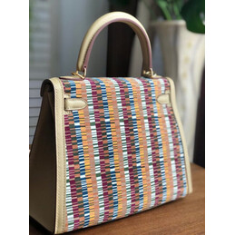 Replica Hermes White Multicolor Print Kelly 25 Bag