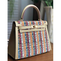 Replica Hermes White Multicolor Print Kelly 25 Bag