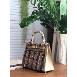 Replica Hermes White Multicolor Print Kelly 25 Bag