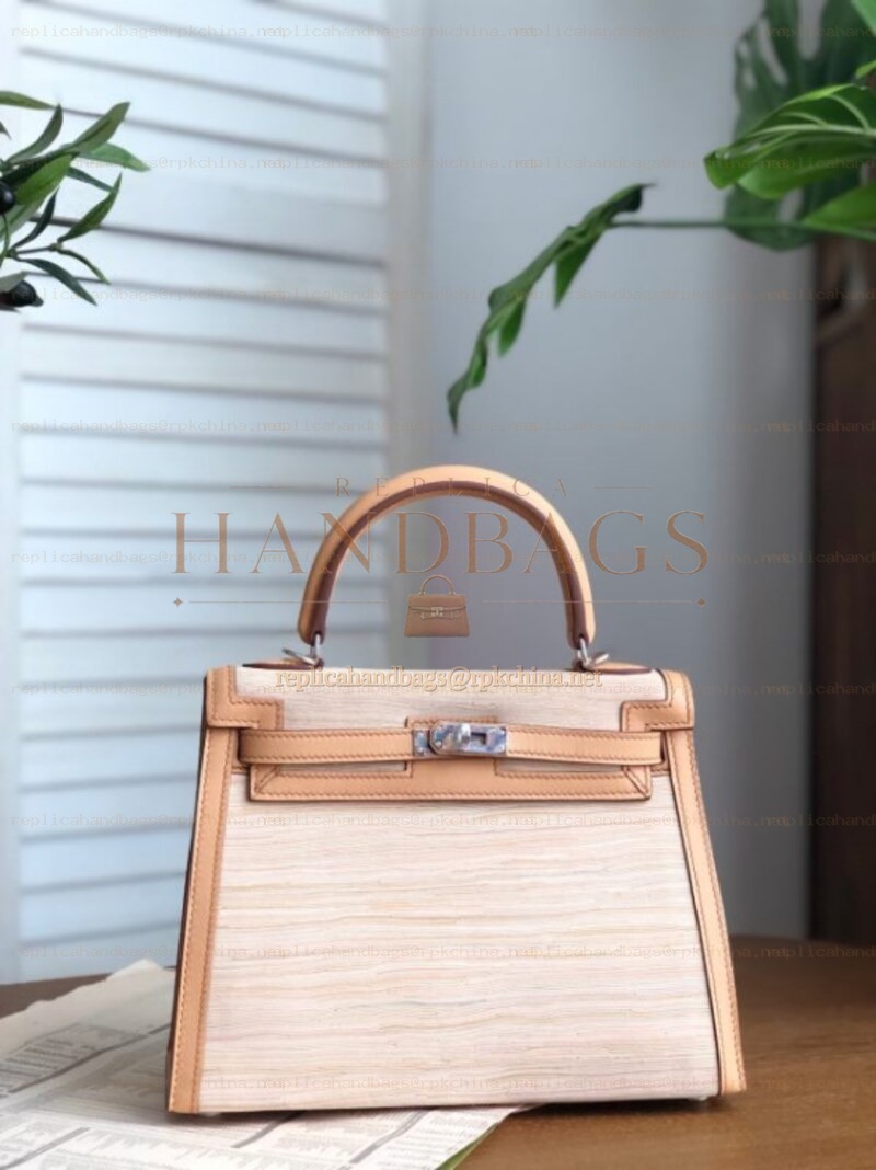 Replica Hermes Beige Kelly 25 Palladium Hardware Bag