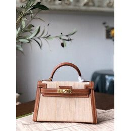 Replica Hermes Beige Kelly Mini 20 Gold Hardware Bag