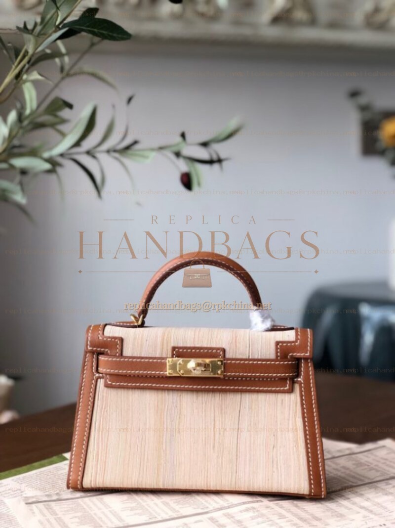 Replica Hermes Beige Kelly Mini 20 Gold Hardware Bag
