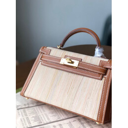Replica Hermes Beige Kelly Mini 20 Gold Hardware Bag