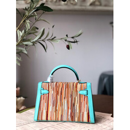 Replica Hermes Turquoise Multicolor Print Kelly Mini 20 Gold Hardware Bag