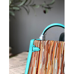 Replica Hermes Turquoise Multicolor Print Kelly Mini 20 Gold Hardware Bag